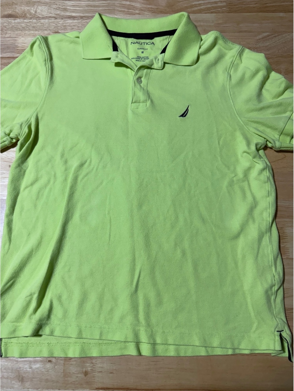 Nautica Men’s Medium Lime Green Classic Fit Short Sleeve Polo Shirt